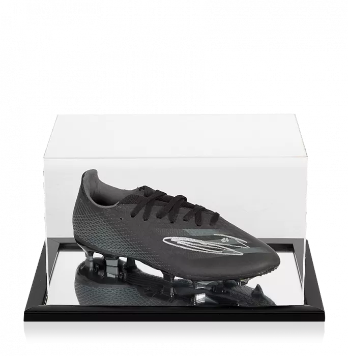 Luke Shaw Signed Black Adidas X Boot In Acrylic Case