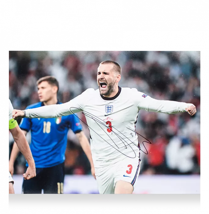 Luke Shaw Signed England Photo In Black Wooden Frame