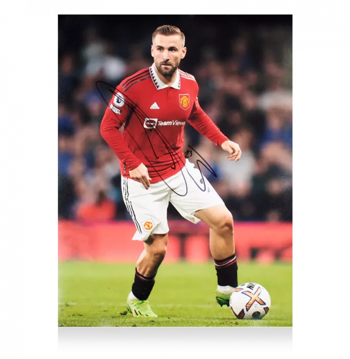 Luke Shaw Signed Manchester United Photo In Black Wooden Frame