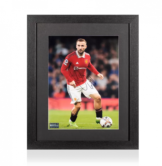 Luke Shaw Signed Manchester United Photo In Black Wooden Frame