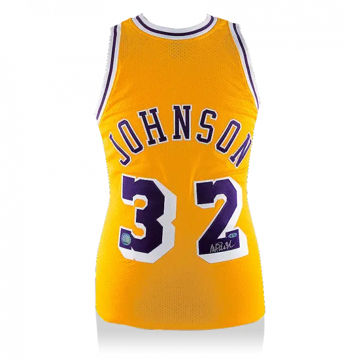 Magic Johnson Back Signed LA Lakers Home Jersey