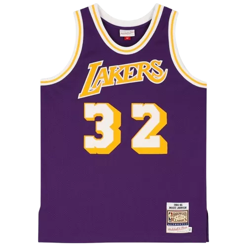 Magic Johnson Signed And Framed Los Angeles Lakers Purple Mitchell & Ness Authentic Jersey