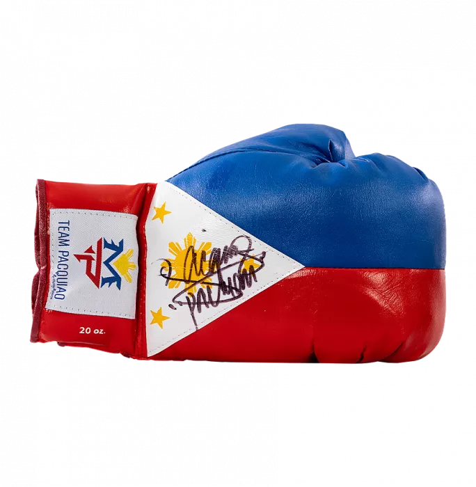Manny Pacquiao Signed Blue White And Red Team Pacquiao Boxing Glove