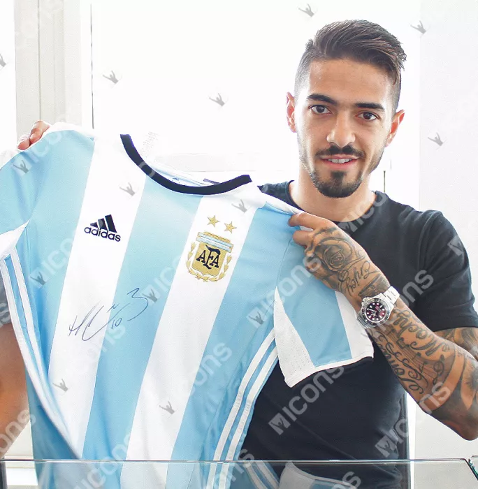 Manuel Lanzini Front Signed Argentina 2017 Home Shirt