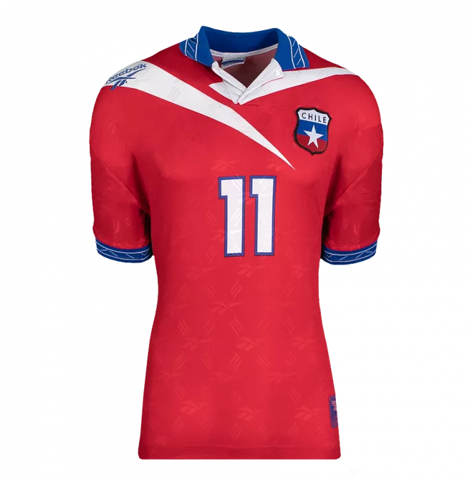 Marcelo Salas Back Signed Chile 1998 Home Shirt In Hero Frame: Option 1