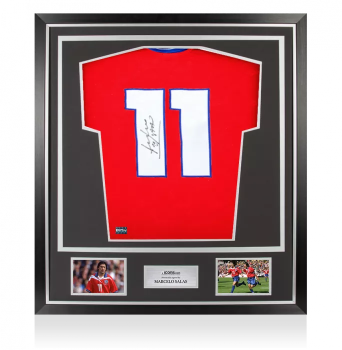 Marcelo Salas Back Signed Chile 1998 Home Shirt In Classic Frame