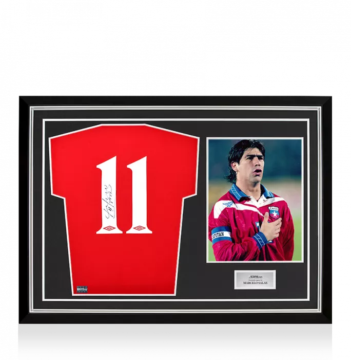 Marcelo Salas Back Signed Chile 2000-01 Home Shirt In Hero Frame: Option 1