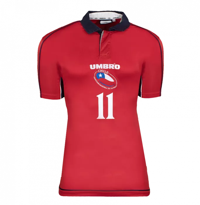 Marcelo Salas Back Signed Chile 2000-01 Home Shirt In Hero Frame: Option 1