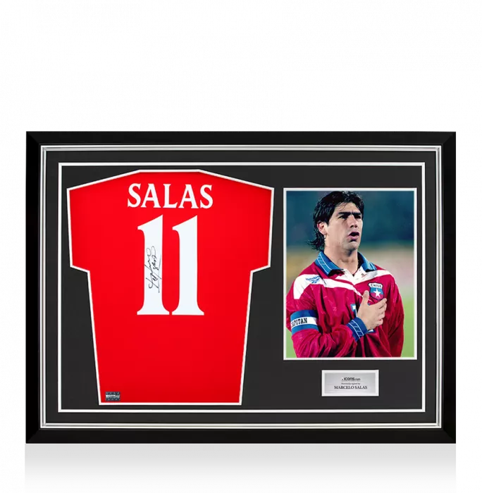 Marcelo Salas Back Signed Chile 2000-01 Home Shirt In Hero Frame: Option 1