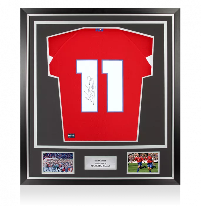 Marcelo Salas Back Signed Chile Modern Home Shirt In Classic Frame