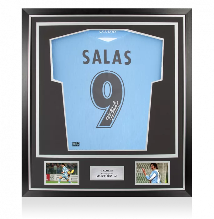 Marcelo Salas Back Signed Lazio 2021-22 Home Shirt In Classic Frame