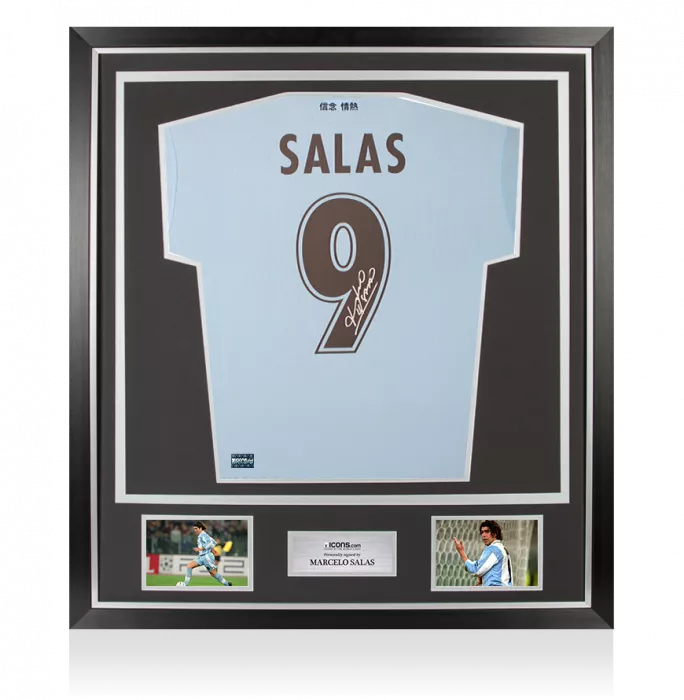 Marcelo Salas Back Signed SS Lazio Modern Home Shirt In Classic Frame