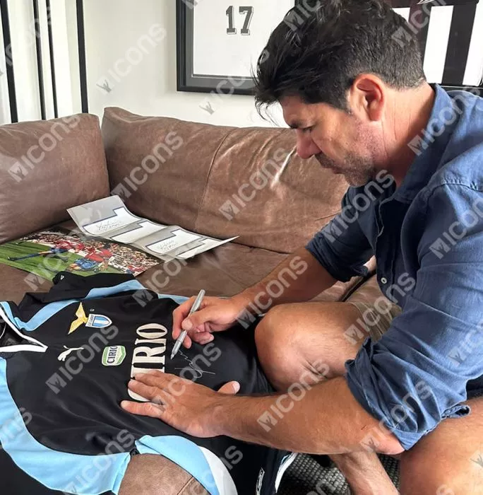 Marcelo Salas Front Signed SS Lazio 1999-2000 Away Shirt In Hero Frame: Option 1