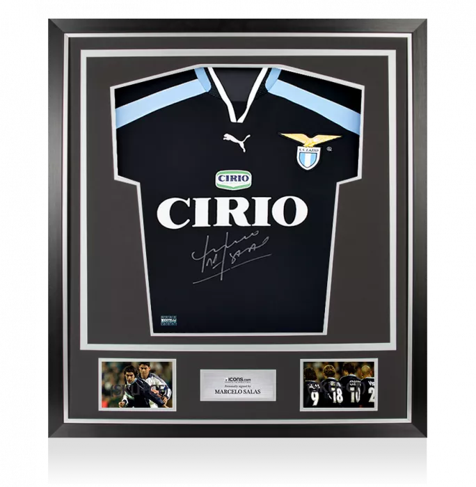 Marcelo Salas Front Signed SS Lazio 1999-2000 Away Shirt In Classic Frame