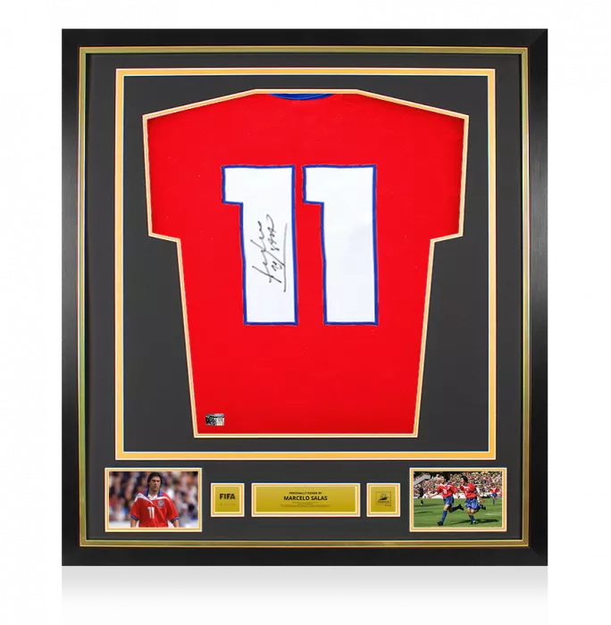 Marcelo Salas Official 1998 FIFA World Cup™ Back Signed and Framed Chile 1998 Home Shirt