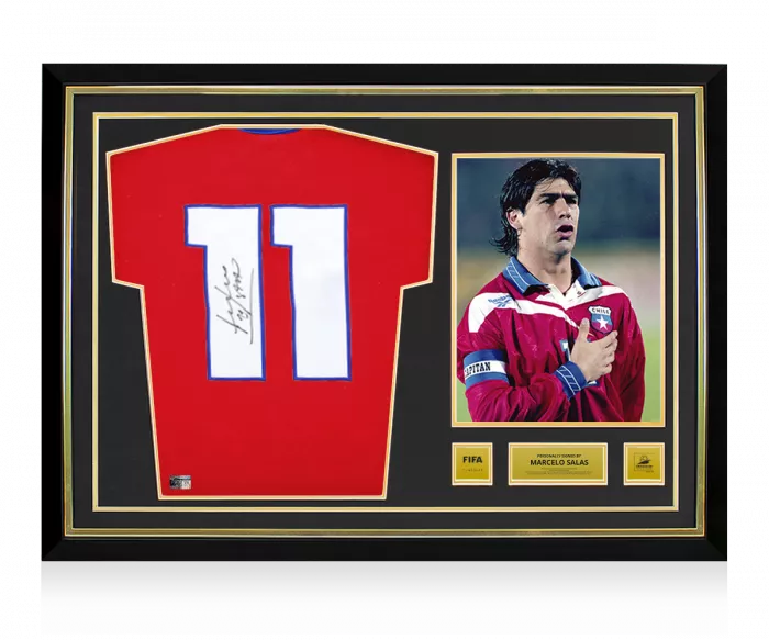Marcelo Salas Official 1998 FIFA World Cup™ Back Signed and Hero Framed Chile 1998 Home Shirt