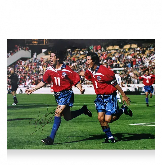 Marcelo Salas Official 1998 FIFA World Cup™ Signed And Framed Chile Photo: Goal Vs Italy