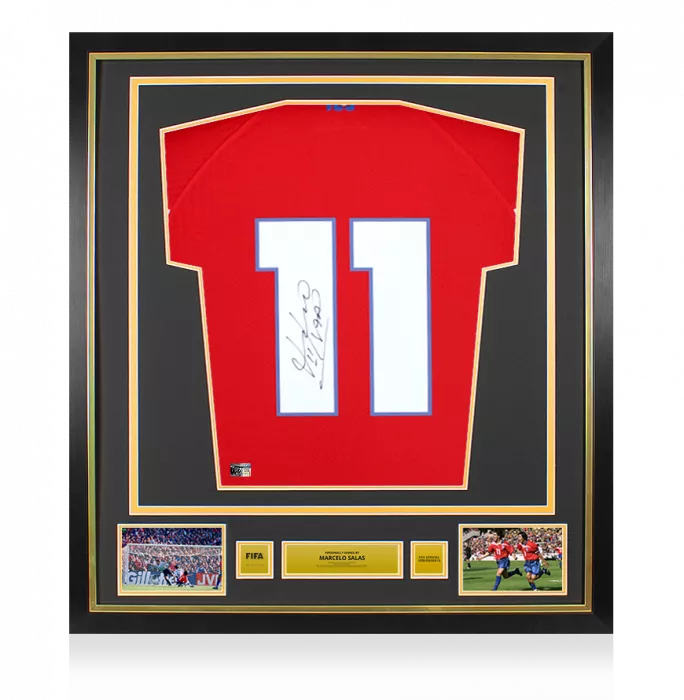Marcelo Salas Official FIFA World Cup™ Back Signed and Framed Modern Chile Home Shirt