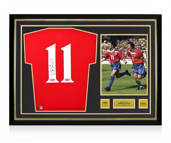 Marcelo Salas Official FIFA World Cup™ Back Signed and Hero Framed Chile 2000-01 Home Shirt