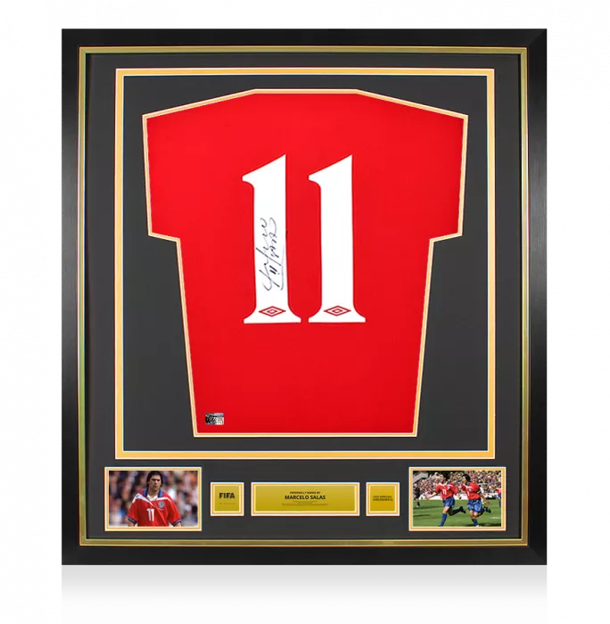 Marcelo Salas Official FIFA World Cup™ Back Signed and Framed Chile 2000-01 Home Shirt
