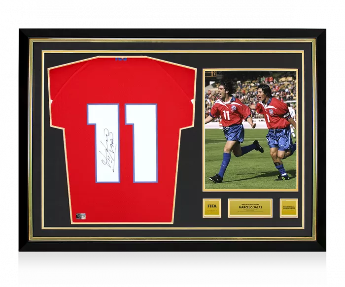 Marcelo Salas Official FIFA World Cup™ Back Signed and Hero Framed Modern Chile Home Shirt