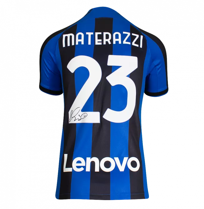 Marco Materazzi Back Signed Modern Internazionale Home Shirt In Classic Frame