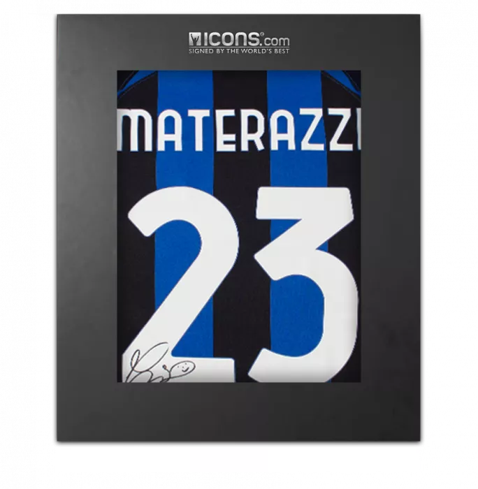 Marco Materazzi Back Signed Modern Internazionale Home Shirt In Deluxe Packaging