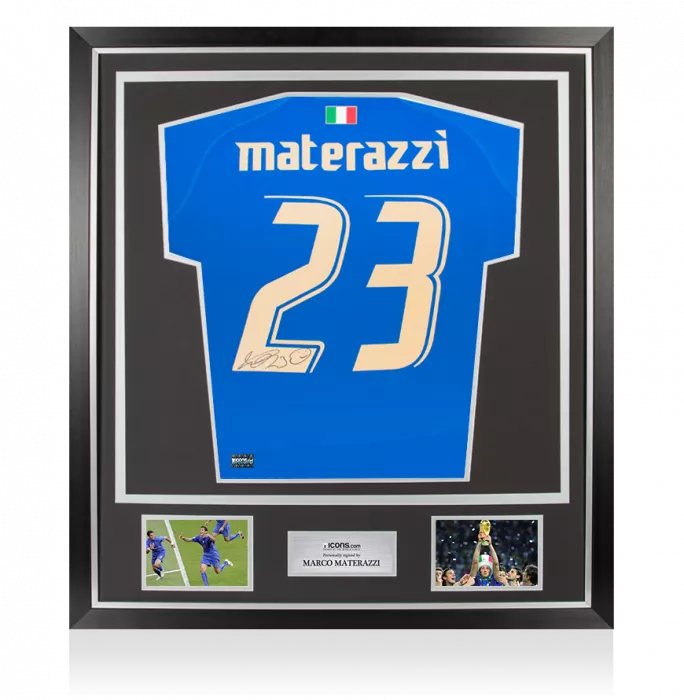 Marco Materazzi Back Signed Modern Italy Home Shirt In Classic Frame