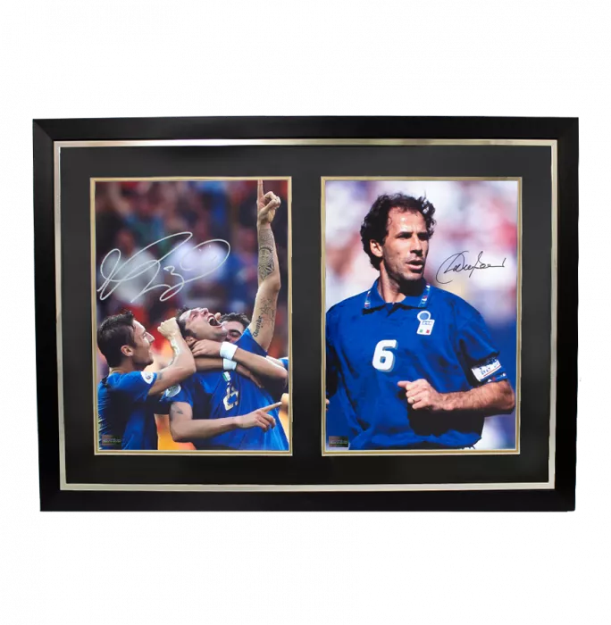 Marco Materazzi & Franco Baresi Signed Italy Photos In Dual Photo Frame