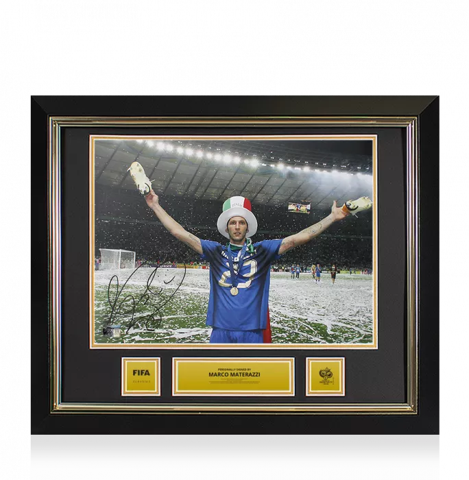 Marco Materazzi Official 2006 FIFA World Cup™ Signed and Framed Italy Photo: 2006 Winner
