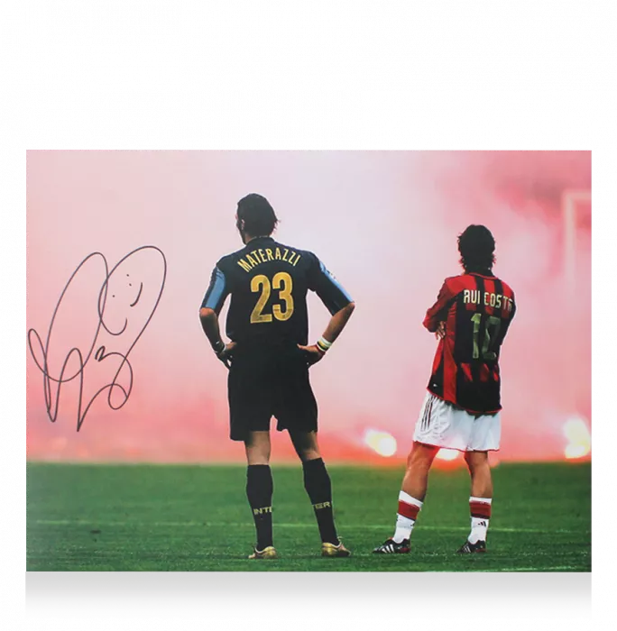 Marco Materazzi Official UEFA Champions League Signed And Framed Internazionale Photo: Derby Days