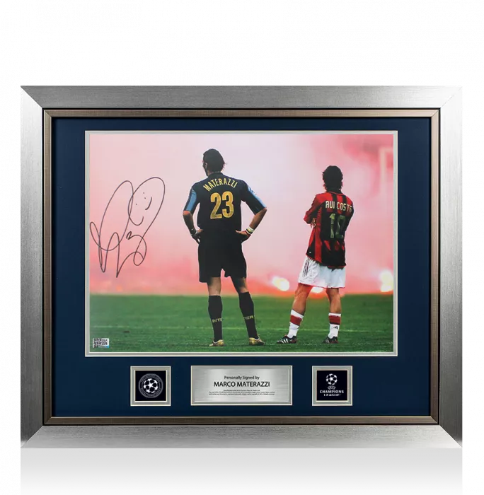 Marco Materazzi Official UEFA Champions League Signed and Framed Internazionale Photo: Derby Days