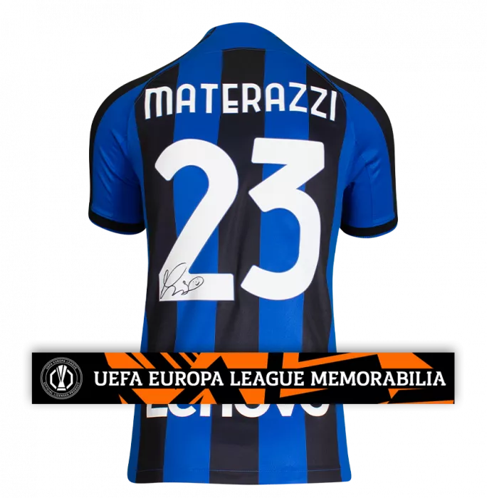 Marco Materazzi Official UEFA Europa League Back Signed Modern Internazionale Home Shirt