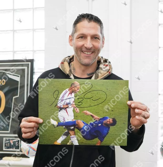 Marco Materazzi Signed Italy Photo: Zinedine Zidane Headbutt