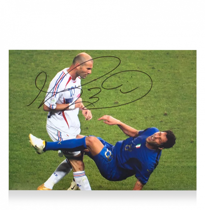 Marco Materazzi Signed Italy Photo: Zinedine Zidane Headbutt