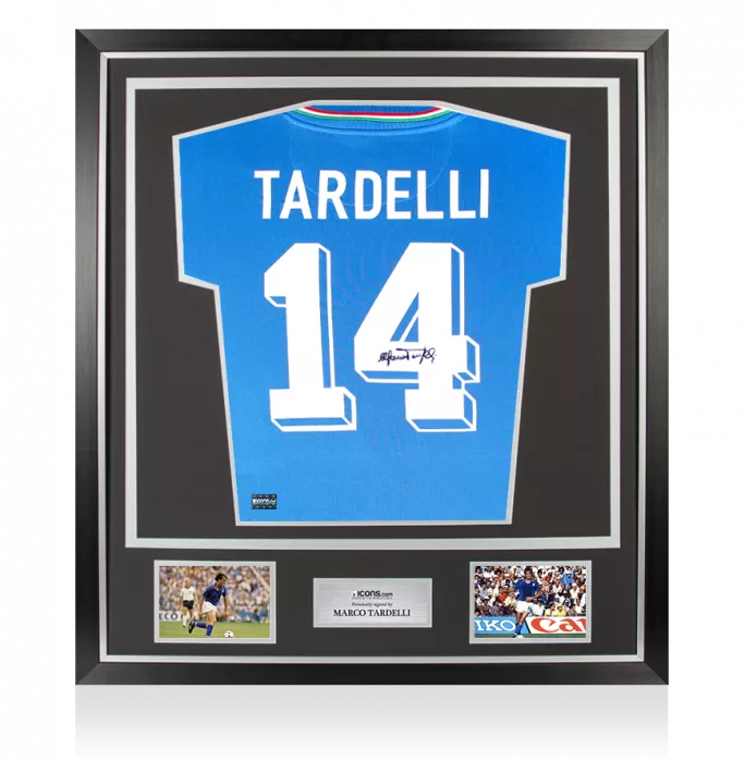 Marco Tardelli Back Signed Italy Retro Home Shirt In Classic Frame