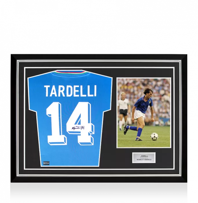 Marco Tardelli Back Signed Italy Retro Home Shirt In Hero Frame: Option 1
