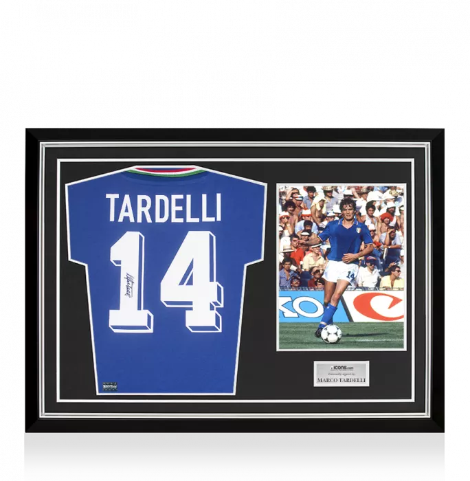 Marco Tardelli Back Signed Retro Italy Home Shirt Home Shirt In Hero Frame: Option 1