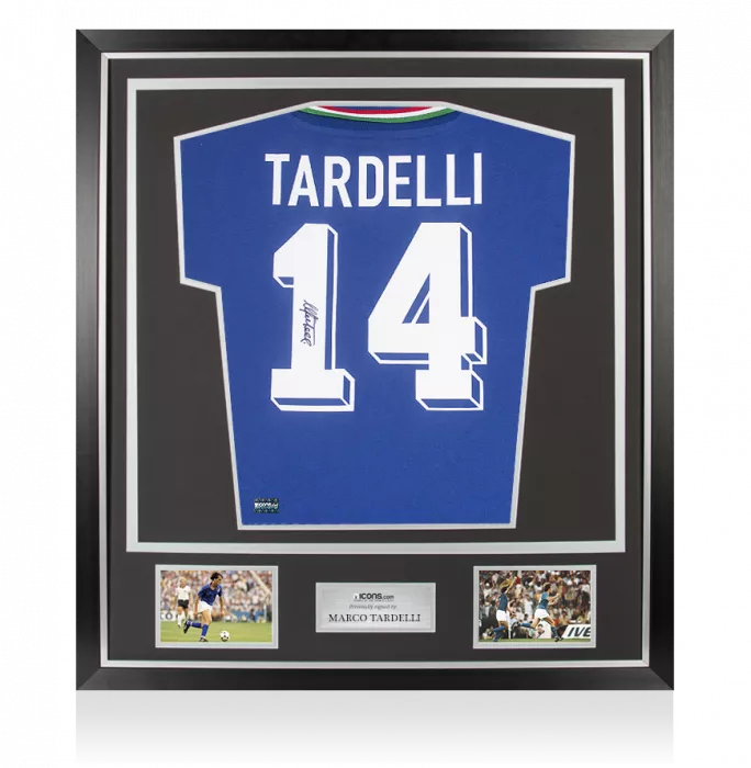 Marco Tardelli Back Signed Retro Italy Home Shirt In Classic Frame