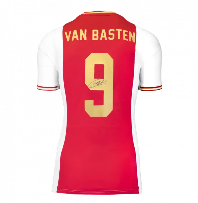 Marco Van Basten Back Signed Modern Ajax Home Shirt With Fan Style Numbers In Classic Frame