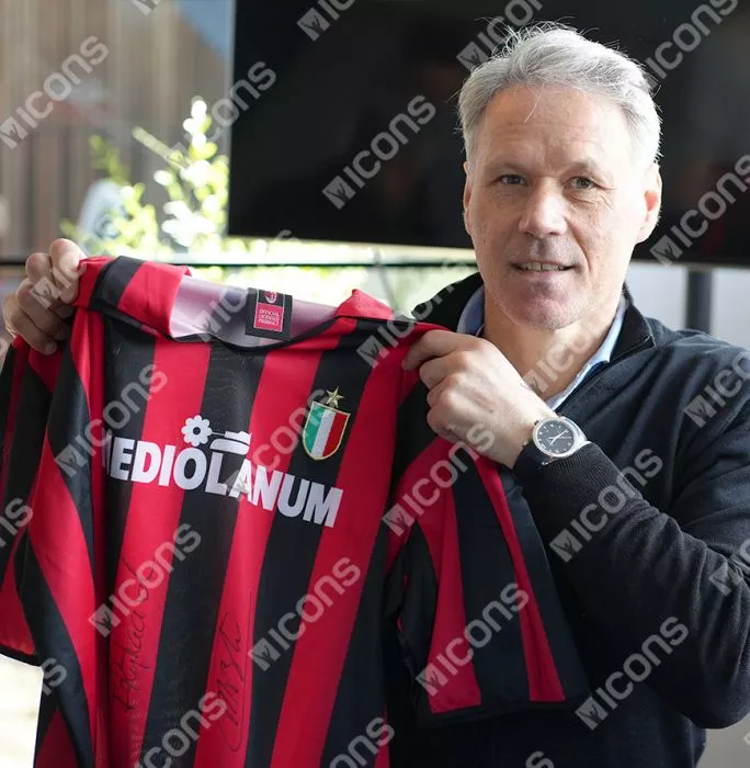 Marco Van Basten & Frank Rijkaard Official AC Milan Front Signed And Framed 1988 Home Shirt