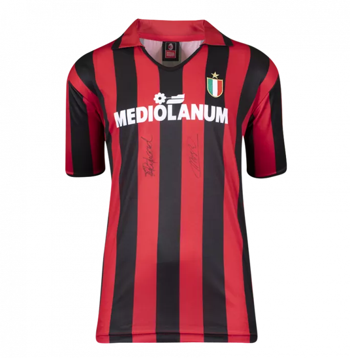 Marco Van Basten & Frank Rijkaard Official AC Milan Front Signed And Framed 1988 Home Shirt