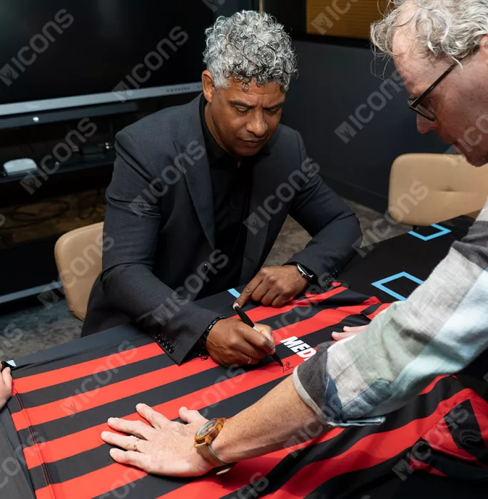 Marco Van Basten & Frank Rijkaard Official AC Milan Front Signed And Framed Retro Home Shirt