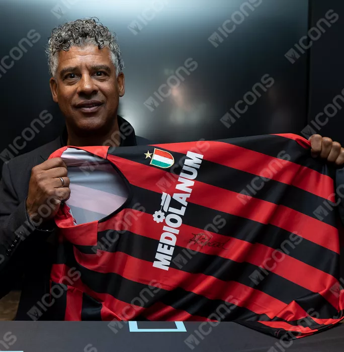 Marco Van Basten & Frank Rijkaard Official AC Milan Front Signed And Framed Retro Home Shirt