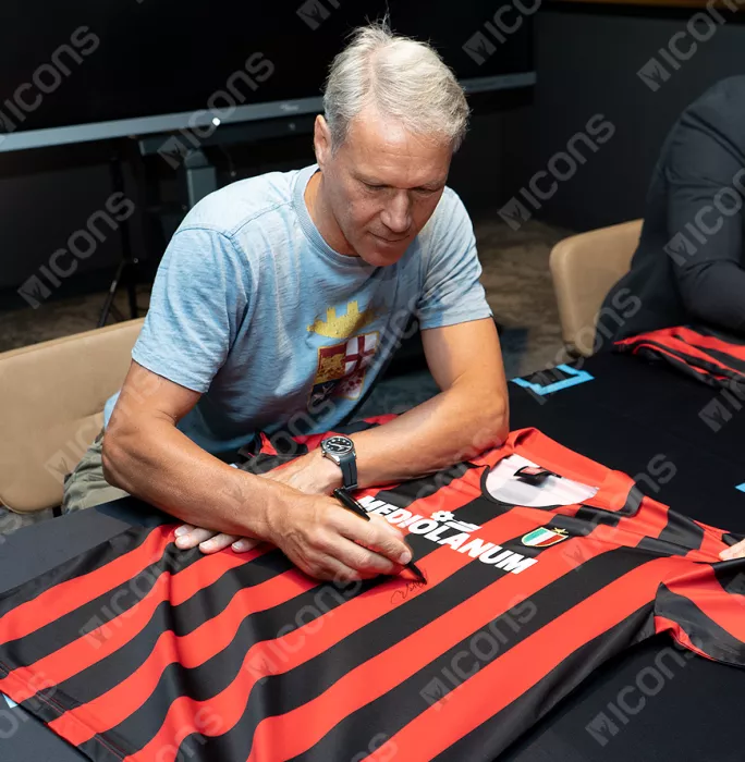 Marco Van Basten & Frank Rijkaard Official AC Milan Front Signed And Framed Retro Home Shirt