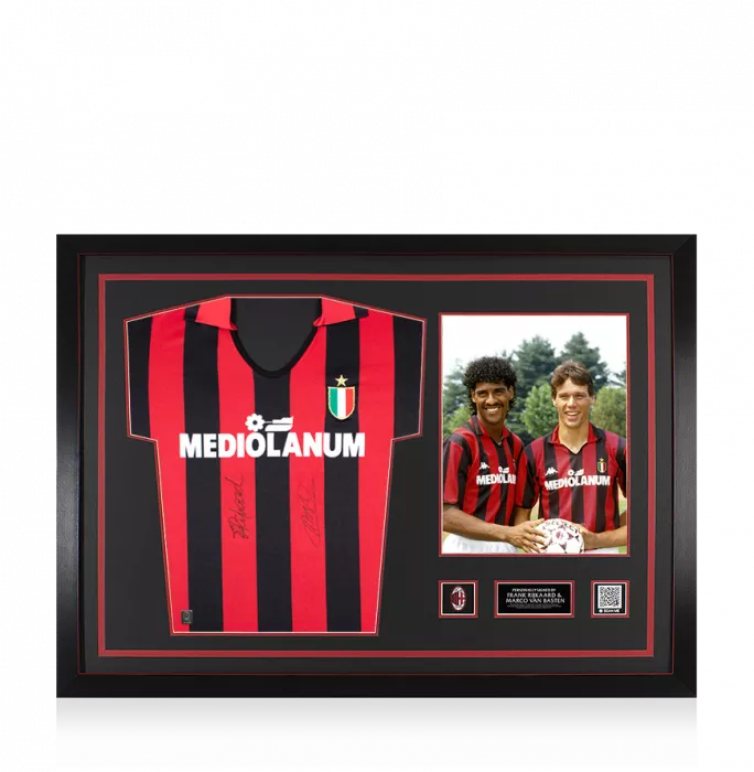 Marco Van Basten & Frank Rijkaard Official AC Milan Front Signed And Framed 1988 Home Shirt