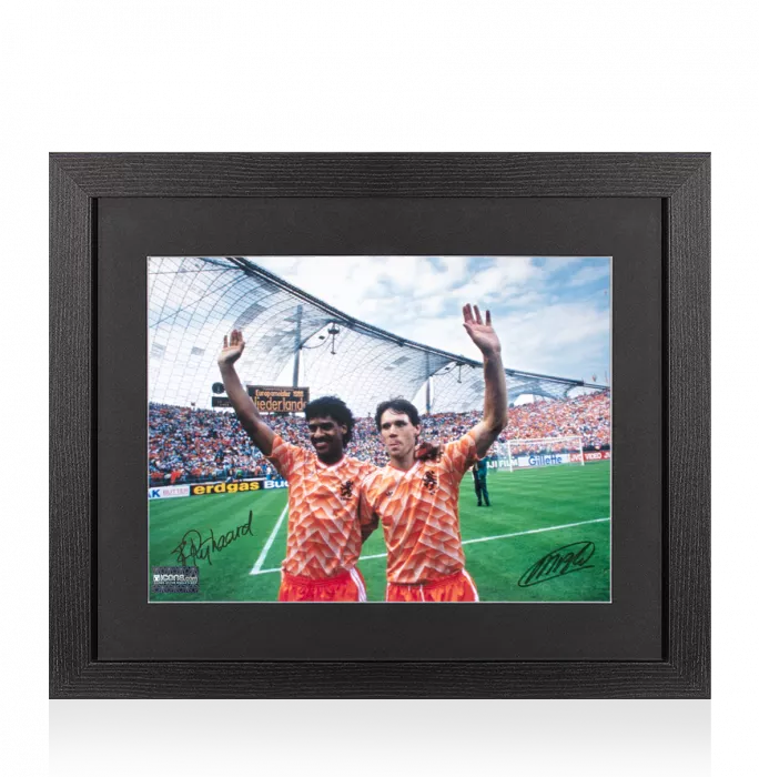 Marco van Basten & Frank Rijkaard Signed Netherlands Photo In Black Wooden Frame: UEFA EURO 1988 Winners