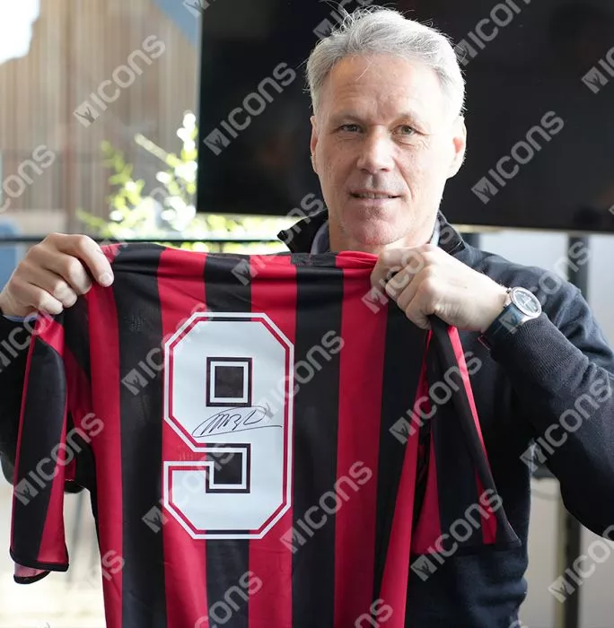 Marco Van Basten Official AC Milan Back Signed And Framed 1988 Home Shirt