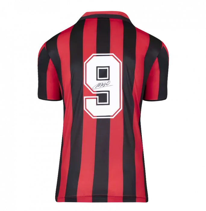 Marco Van Basten Official AC Milan Back Signed And Framed 1988 Home Shirt