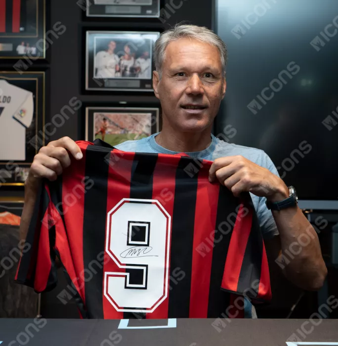 Marco Van Basten Official AC Milan Back Signed And Framed Home Shirt